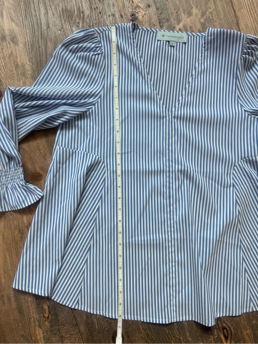 Tuckernuck Blue & White Stripe V-Neck Blouse - Picture 5 of 8